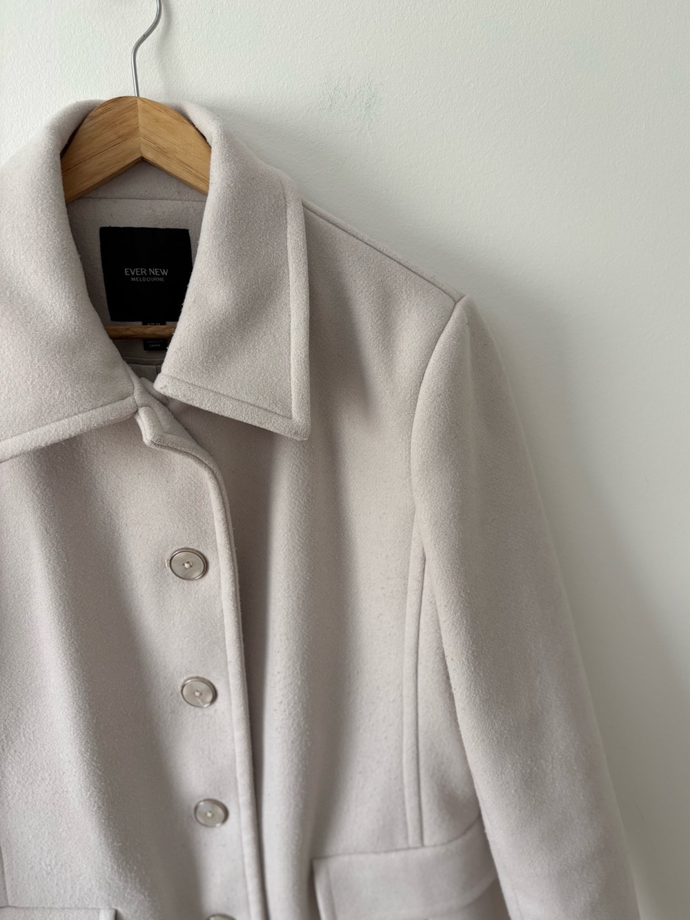Ever New Classic Ivory Collared Coat Size US 10 Tailored Wool Look Fall Classic - Picture 4 of 13